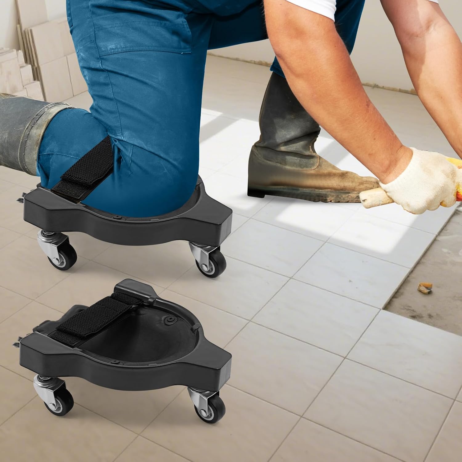 2er-set Rollender Knieschoner Mit 360° Rädern – Ergonomisches Kniekissen Zum Gleiten Für Fliesenlegen & Gartenarbeit, Verstellbar & Leicht – Schützen Sie Ihre Knie Mühelos (schwarz)