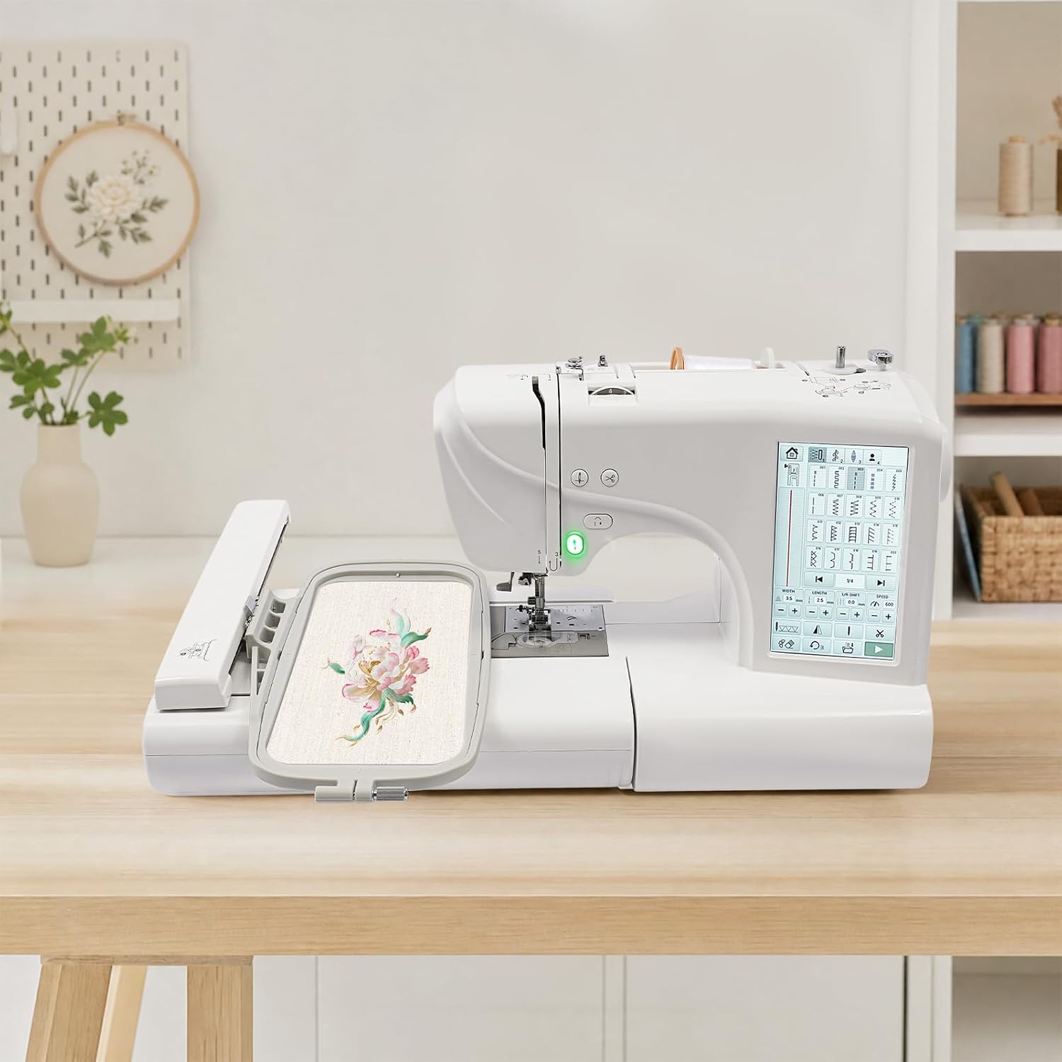 Automatische Stickmaschine, 45w Computergesteuerte Nähmaschine Mit 162 Integrierte Stichmuster, 0–650 U/min 700 Muster Speicherbar Computernähmaschine Mit 7-zoll-lcd-bildschirm