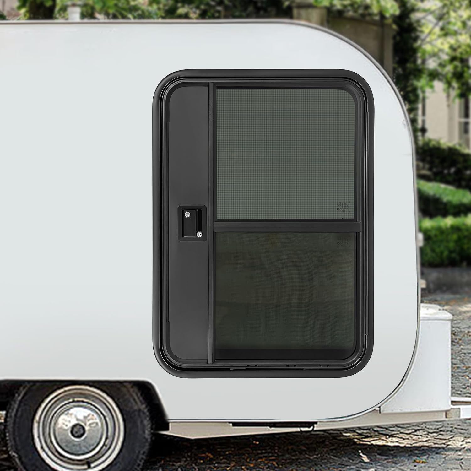 Eingangstür Für Wohnwagen, Anhängereingangstür Aus Aluminiumlegierung, Abschließbare Wohnmobil-tür, Rv-tür Für Wohnmobile, Anhänger, 66x91,4 Cm, Schwarz (rechts-beifahrerseite)
