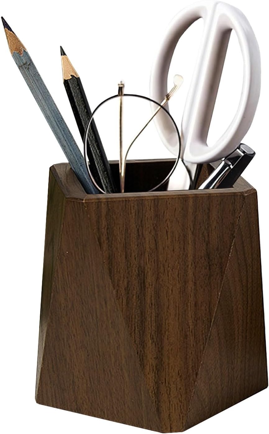 Stiftehalter Aus Walnussholz Für Bürobedarf (rhombisch) Eleganter Schreibtisch-stiftehalter, Stiftehalter Aus Holz, Stifteorganizer Für Schulen, Make-up-pinsel