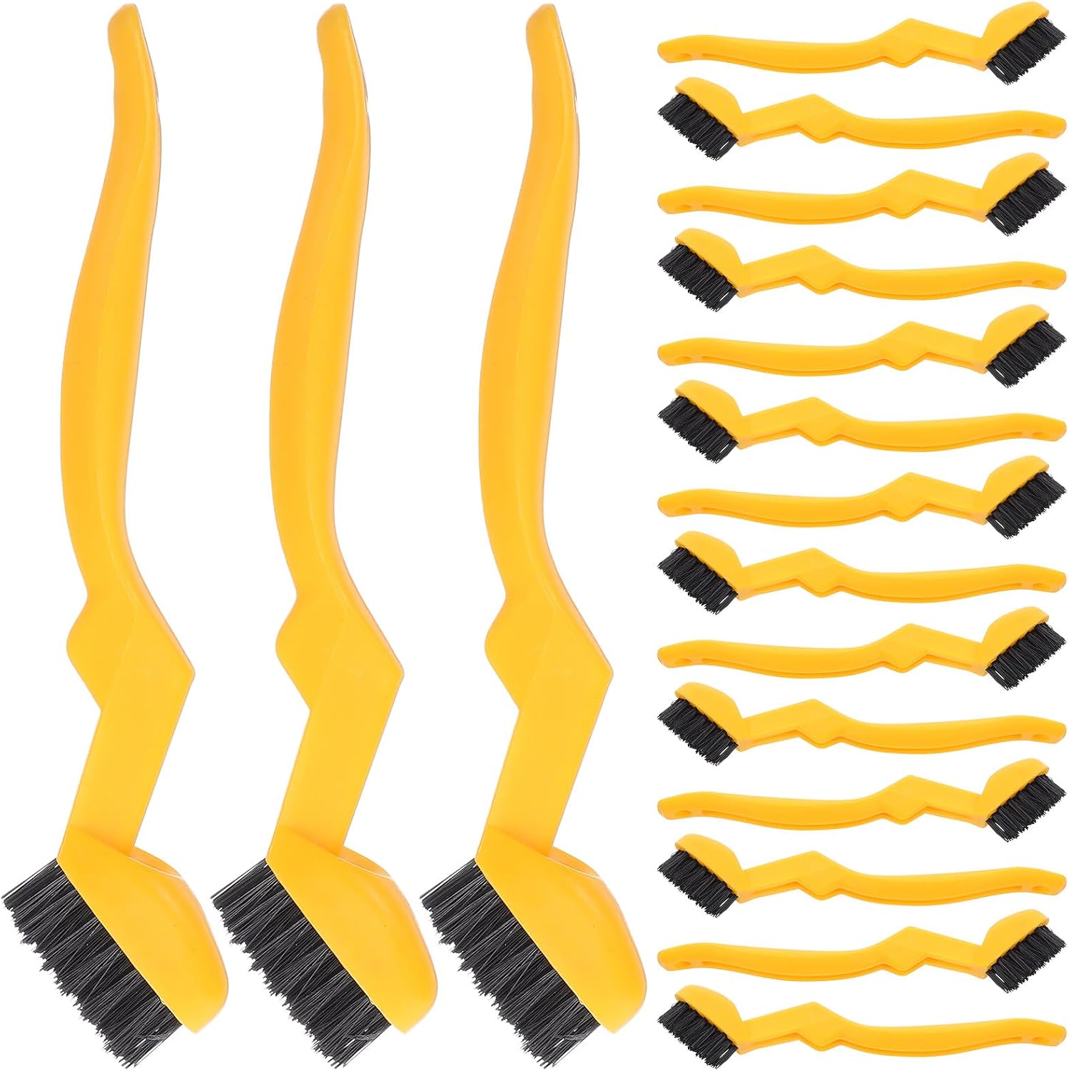 Set Mit 30 Mini-industrie-reinigungsbürsten Aus Nylon, Scheuerbürsten Für Fugen Und Ecken, Mehrzweckwerkzeug Für Grill, Küche Und Bad, Gelber Griff