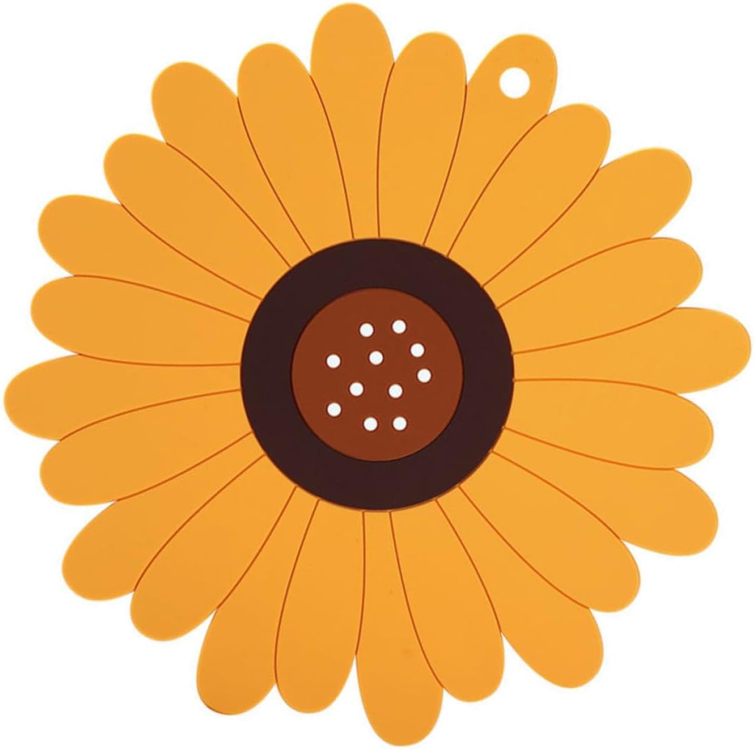 Sonnenblumenförmiger Silikonuntersetzer, Hitzebeständig, Hitzebeständig, Vielseitig Einsetzbar, Ölbeständig, Dekorativ, Für Den Täglichen Gebrauch.