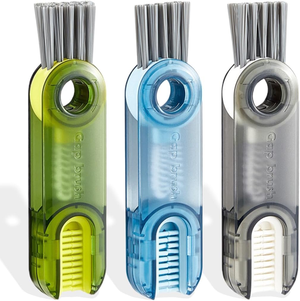 3-teiliges Multifunktionales Reinigungsbürsten-set: 3-in-1 Fugenbürste, Deckelbürste, Flaschenbürste