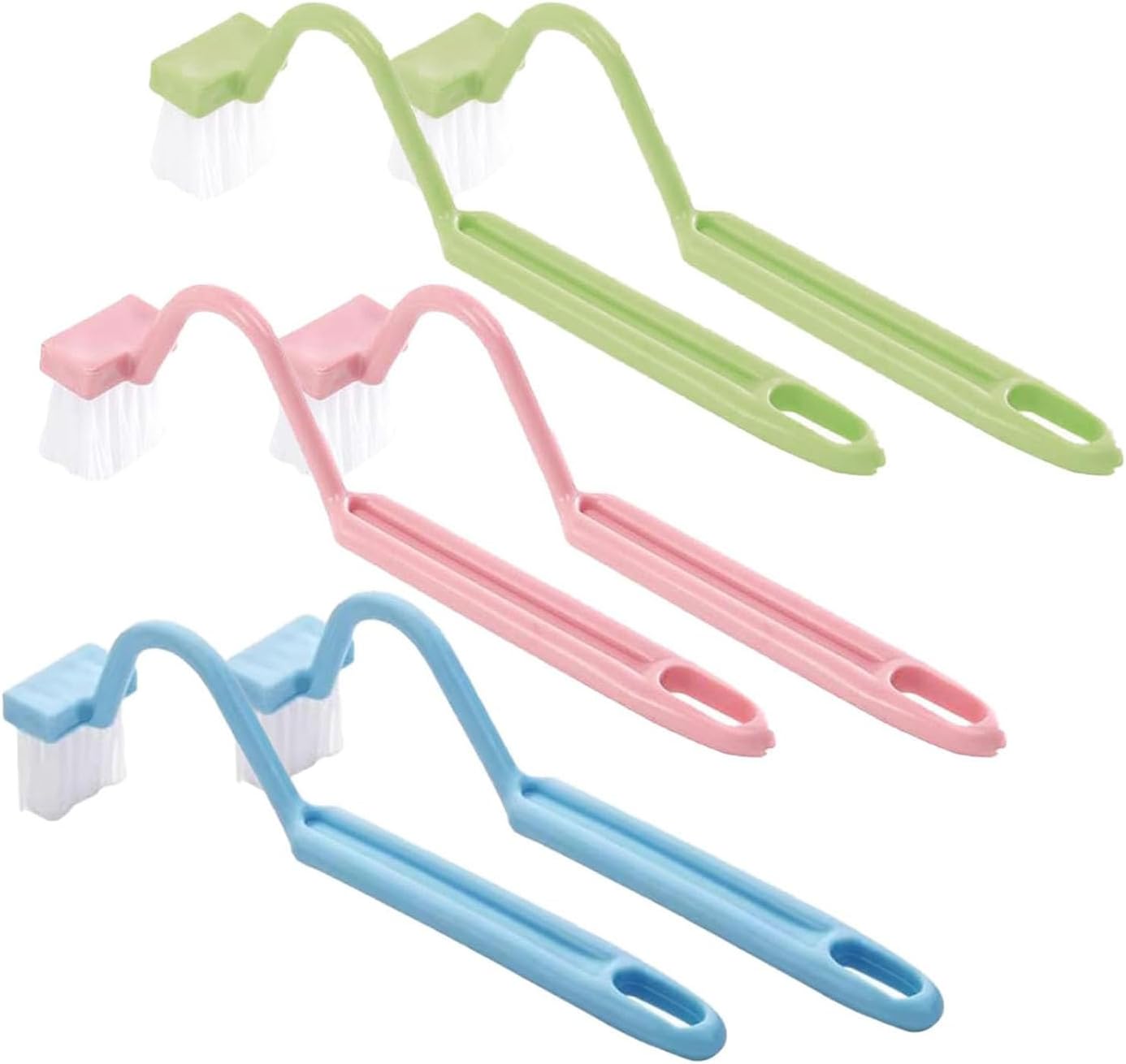 Set Mit 6 Gebogenen Wc-bürsten – Ergonomisches Design Für Die Gründliche Reinigung Von Ecken – Steife Borsten Und Langer Griff – Ideal Für Wc, Waschbecken Und Badezimmer – Leicht Abzuspülen
