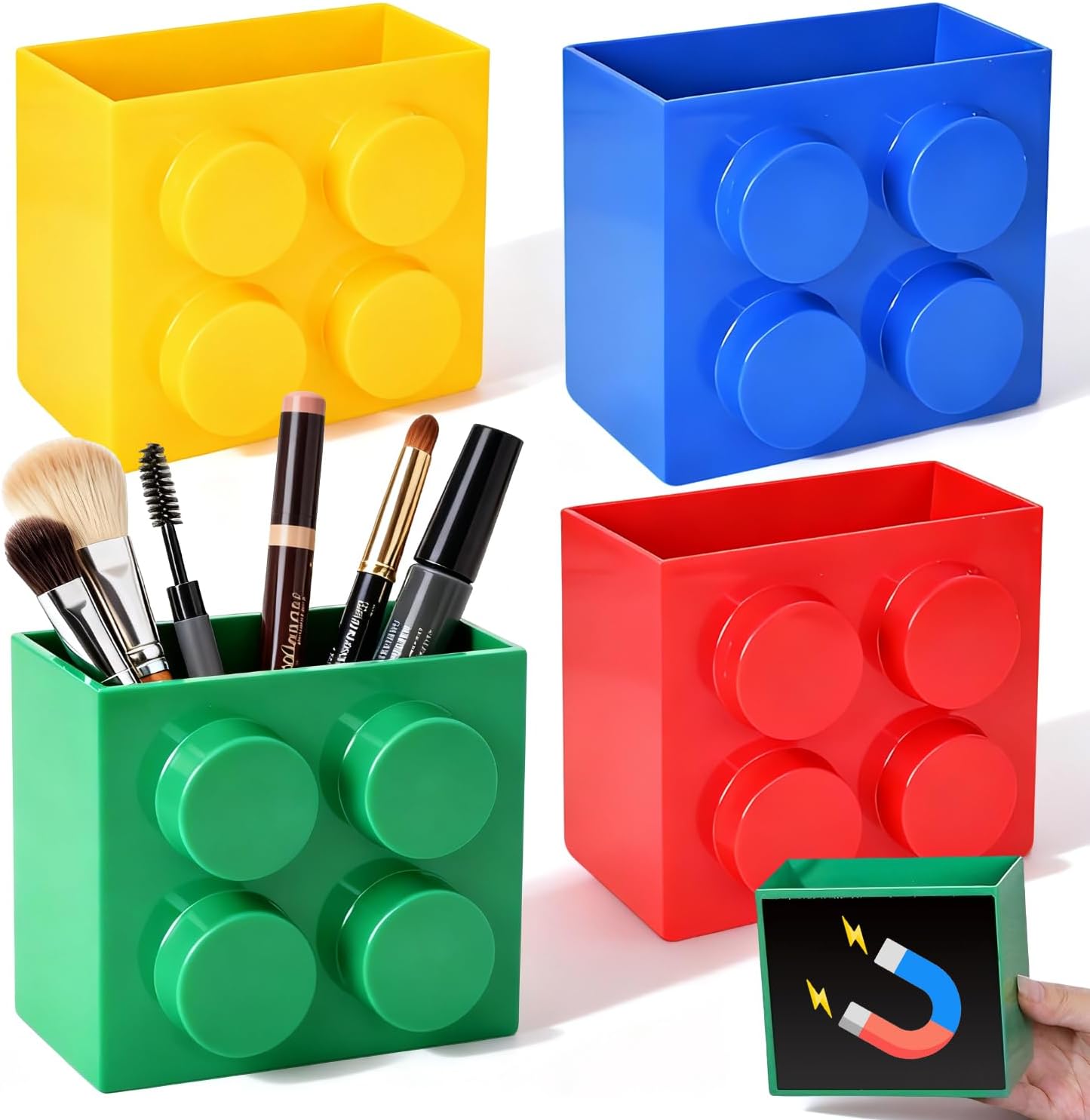 4 Mehrfarbige Magnetische Stiftehalter Stiftehalter In Bausteinform Magnetische Wandhalter Zur Aufbewahrung Von Stiften – Geeignet Für Büro, Zuhause, Schule, Arbeitszimmer Und Küche