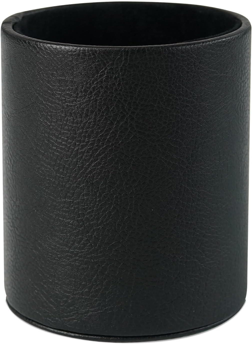 Runder Stiftehalter Aus Pu-leder Zur Aufbewahrung Von Stiften, Make-up-pinseln, Augenbrauenstiften Und Künstlichen Tischpflanzen, Schwarz