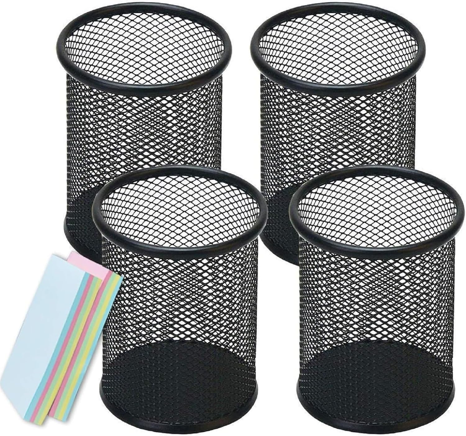 Runder Stiftehalter Aus Metallgitter, Schwarz, 4er-set Multifunktionaler Stiftehalter, Schreibtisch-organizer Mit Großem Fassungsvermögen Für Stifte Und Pinsel