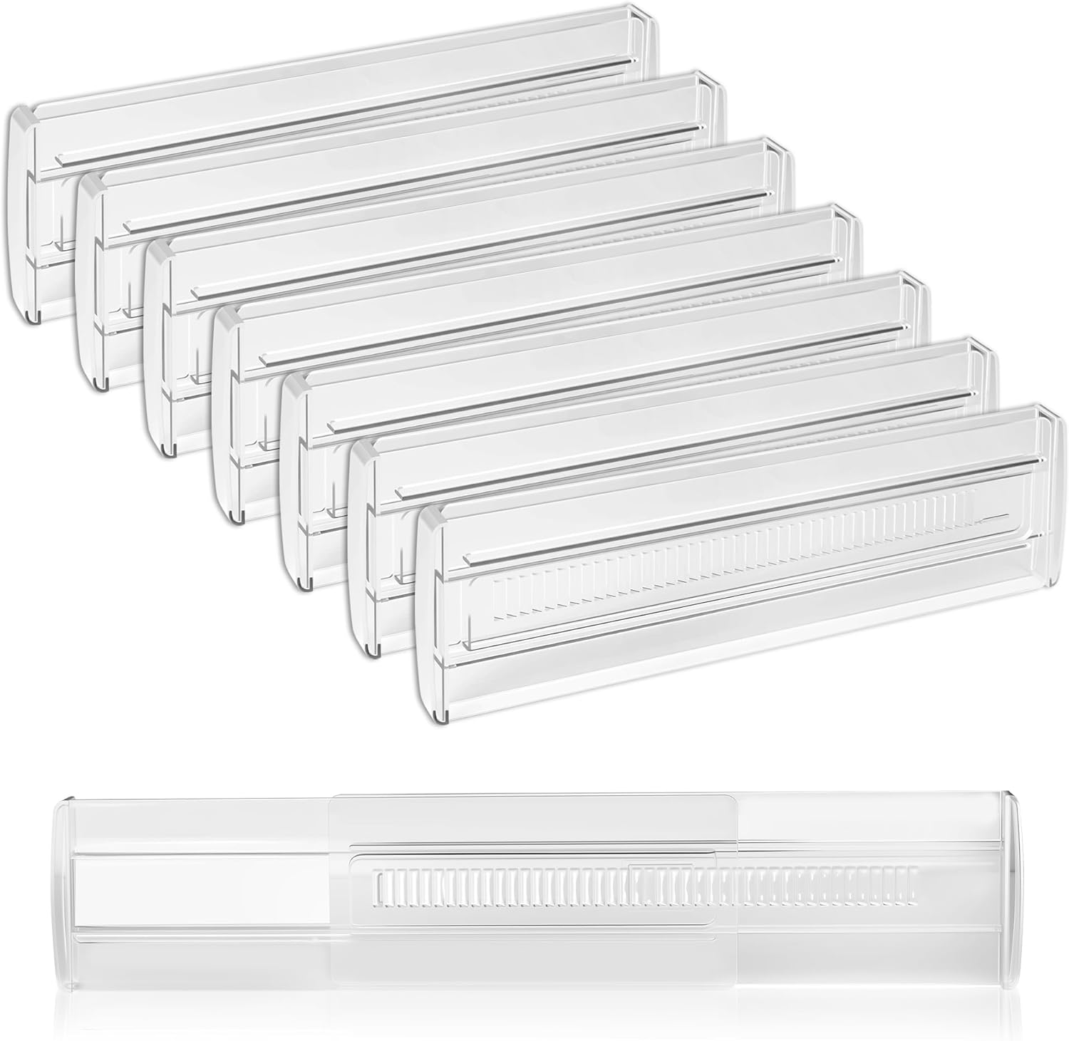 Set Mit 8 Verstellbaren Schubladeneinsätzen, Transparente Schubladeneinsätze, Verstellbare Schubladenorganizer Für Küchenutensilien, Badezimmer, Schminktisch, Kosmetik.