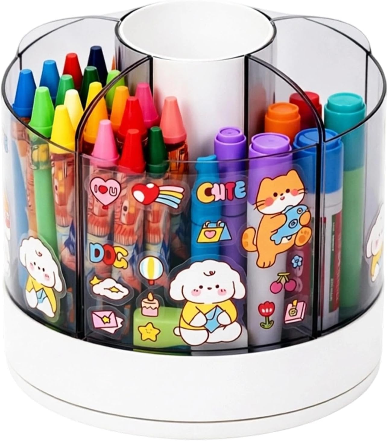 Drehbarer Stiftehalter Mit 6 Fächern Abnehmbarer Schreibtisch-organizer, Drehbarer Stiftehalter Mit Aufklebern, Weiß Für Büro, Zuhause Und Schule, Platzsparend