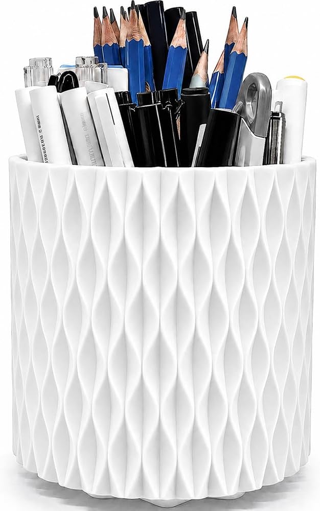 Drehbarer Stiftehalter Für Den Schreibtisch, Einzigartiger Weißer Schreibtisch-organizer Mit 5 Fächern, Ästhetische Büroartikel Und Accessoires Für Frauen Und Mädchen