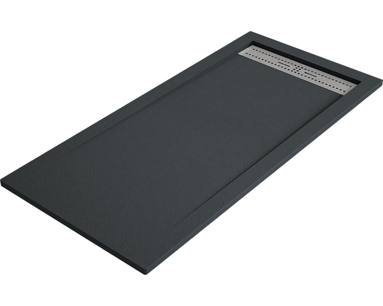 Duschwanne Bidai 90x200 Cm Graphit Edelstahlgitter