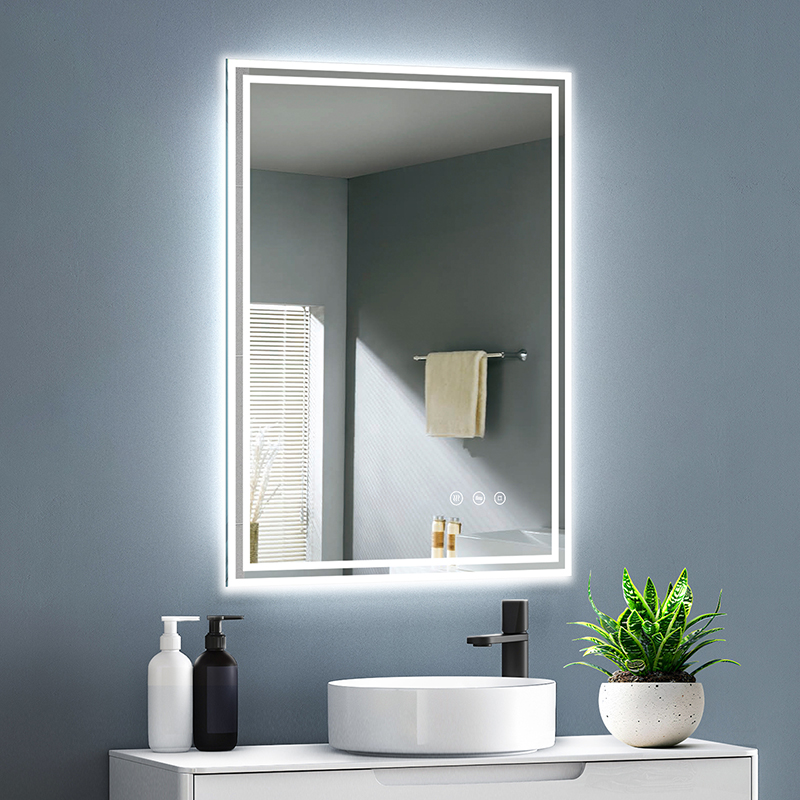Badezimmerspiegel Gimbelen 80x60 Cm Mit Led-beleuchtung, 3 Lichtfarben, Dimmer, Integrierte Steckdose, Anti-beschlag, Speicherfunktion, Ip44, Horizontal/vertikal