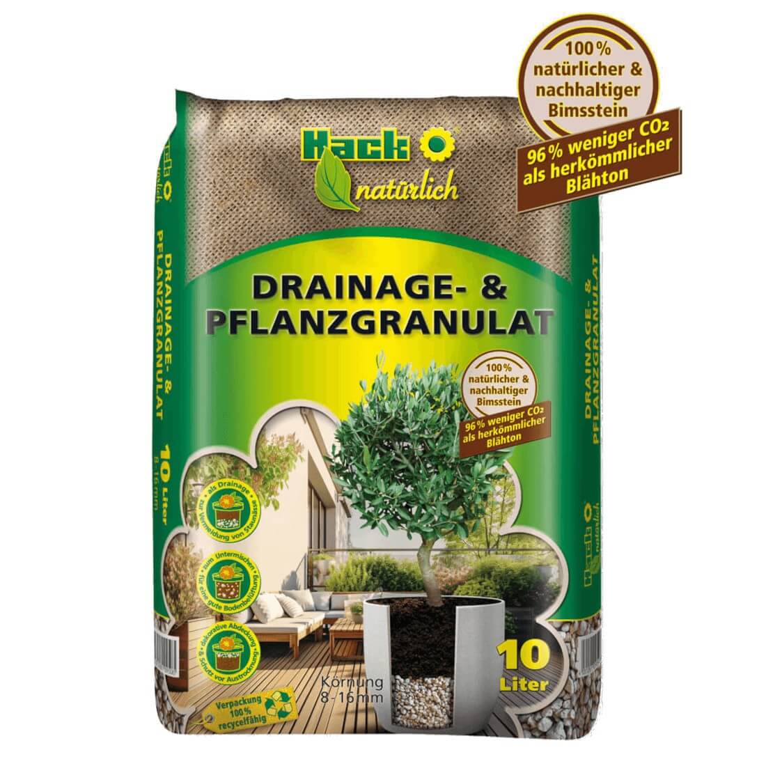 Hack Drainage- & Pflanzgranulat 25 L Waschbims Bodenverbesserung Mulch