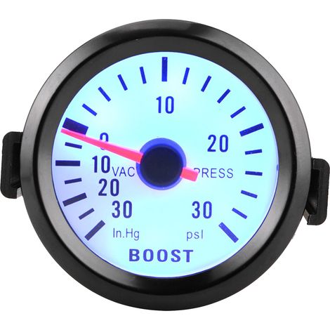 Universelles Vakuumdruckmessgerät, 0 Bis 30 Psi, 12 V, Blaues Led-zifferblatt, 52 Mm Durchmesser, Für Automotoren