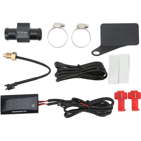 Universelles, Superflaches Wassertemperaturmessgerät Für Motorräder (dc12v Lcd) Mit 18-mm-ersatzsensoradapter Für Suzuki (blaue Hintergrundbeleuchtung)