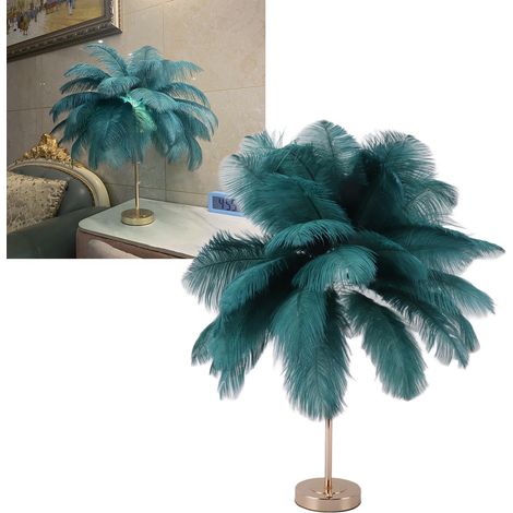 Feder-nachttischlampe, Luxuriöse Und Elegante Leuchte, Lampenschirm, Nachtlicht, Tischlampe Für Wohnzimmer, Schlafzimmer, Heimdekoration, Wiederaufladbar