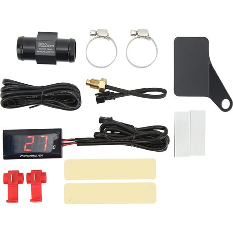 Digitale Wassertemperaturanzeige Für Motorräder, Ultradünn, 12 V Gleichstrom, Lcd-display, Mit 22-mm-sensoradapter, Für Die Meisten Motorräder, Rot