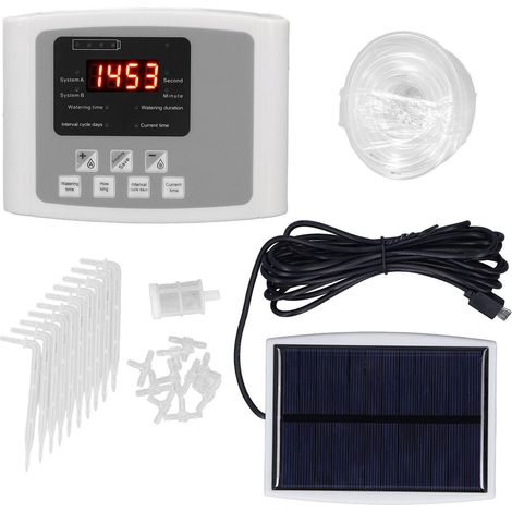 Automatisches Pflanzenbewässerungssystem Mit Zeitschaltuhr, Solarbetrieb, Usb-ladeanschluss Und Einer Einzelnen Pumpe. Automatisches Blumenbewässerungsgerät.
