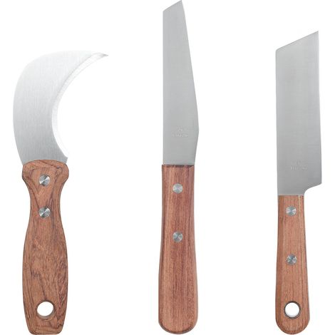 Dreiteiliges Set Aus Edelstahl-schneidzangen (gebogen Und Gerade) Für Dickere Schnitte. Hochglanzpoliert. Ergonomischer Holzgriff Für Sicheren Halt. Ideal Zum Schneiden Von Fliesen.