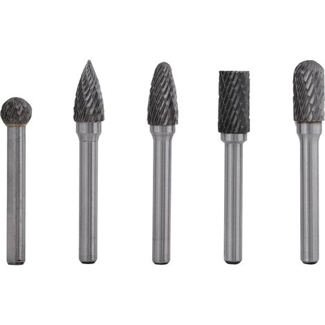 5-teiliges Schleif- Und Fräserset Aus Wolframstahl, 6-mm-schaft, 10-mm-drehkopf