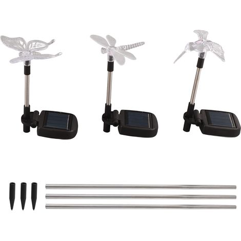 3-teiliges Set Farbenfroher, Wasserdichter, Solarbetriebener Led-gartenleuchten Für Rasen, Garten Und Hof