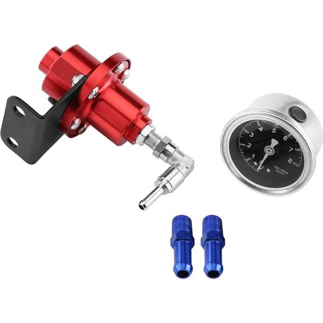 Universeller, Einstellbarer Kraftstoffdruckregler Aus Aluminium Mit Manometer Für Pkw (rot)