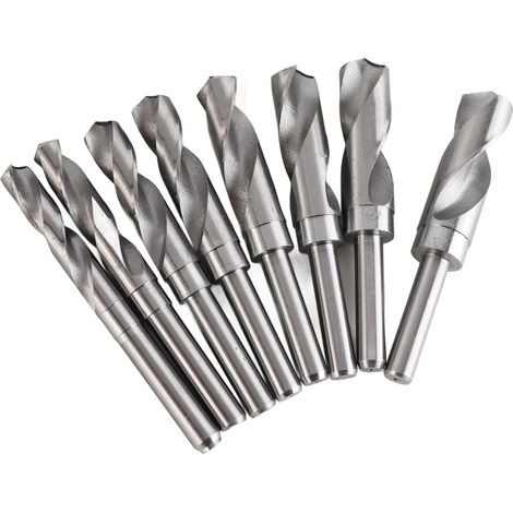 Hss-spiralbohrer-set Mit Reduziertem Schaft, 8-teilig, 14–25 Mm, Metrische Spiralbohrer Aus Hochleistungsschnellstahl, 1/2"-schaft Für Holz, Metall Und Stahl, Im Koffer