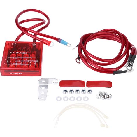 Universelles, Kraftstoffsparendes Spannungsregler-/stabilisator-set Mit 3 Roten Massekabeln