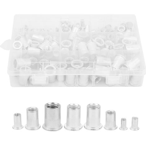 175-teiliges Aluminium-nietset, Befestigungselemente, Muttern, Nietmuttern, Einpressmuttern Und Zubehörset Für Gewindemuttern Der Größen M3, M4, M5, M6, M8, M10 Und M12.