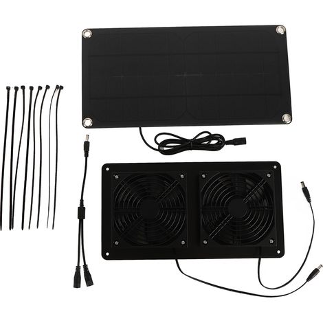 12v 20w Solar-lüfterset Mit Monokristallinem Silizium, 3w Doppellüfter Für Auto Und Gewächshaus