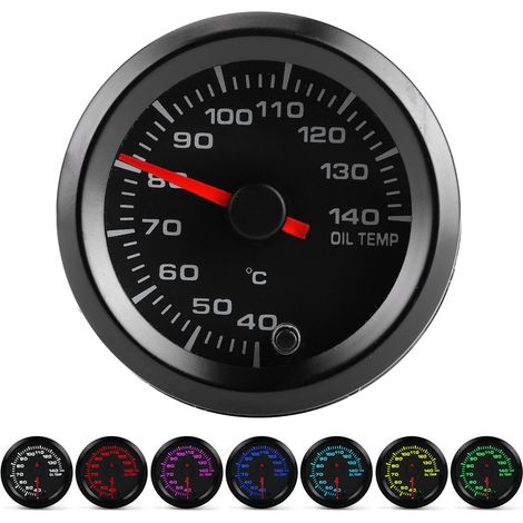 2-zoll-öltemperaturanzeige (12 V, 40–140 °c), 7-farbiges Display Mit Hintergrundbeleuchtung Und Universellem Kfz-sensor