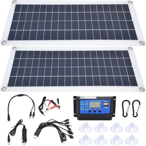 2x10w Solarmodul-set Mit 30a-regler, 5v Usb-photovoltaikmodul Zum Notladen Von Booten Und Wohnmobilen