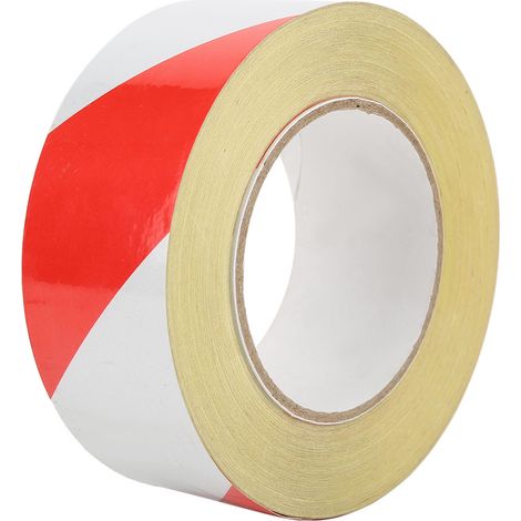 Rot-weißes Reflektierendes Pvc-sicherheitsband Mit Warnaufkleber, 50 Mm X 46 M