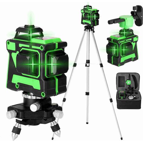 16-linien-laser-nivelliergerät (ip54) Mit Libelle, 2400-mah-akku (1 Stück), Teleskopstativ Für Fliesenverlegung, Montageabstandshalter, Grünes Laserkreuz-set