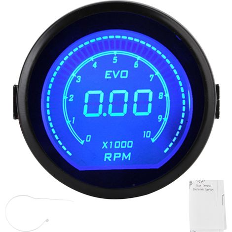 2-zoll-lcd-digitaldrehzahlmesser Mit Drehzahlanzeige, Blauer Und Roter Hintergrundbeleuchtung, Für Die Evo-serie, Universell Für 12-v-fahrzeuge