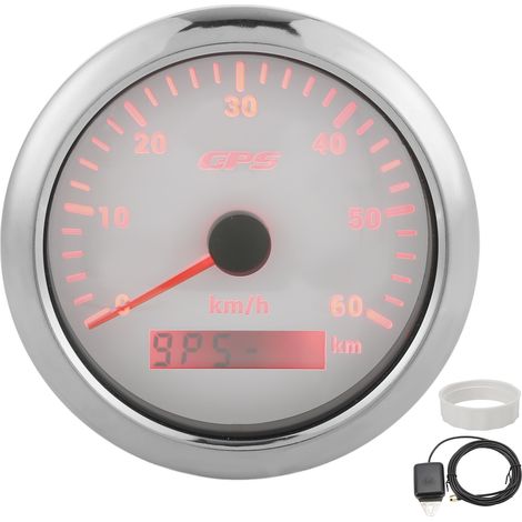 85-mm-gps-tachometer (0–60 Km/h) Mit Lcd-anzeige, Einstellbarer Hintergrundbeleuchtung Und Geeignet Für Autos Und Boote (9–32 V Dc), Weiß