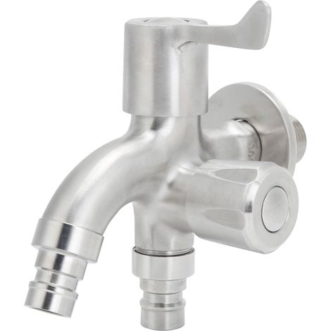G1/2 Gewindewasserhahn, Doppelauslauf-wasserhahn Aus Edelstahl Für Gartenwaschmaschinen