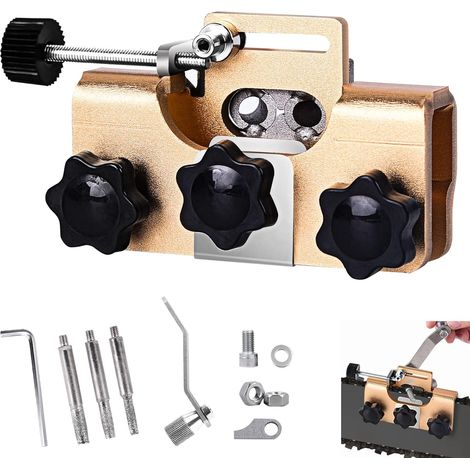 Kettensägenschärfer, Leichte Und Tragbare Handkurbel-kettenschärfvorrichtung, Kettensägen-kettenschärfvorrichtungs-sets Mit 3 Hartmetall-schneidmessern, Für Elektrosägen - Gold