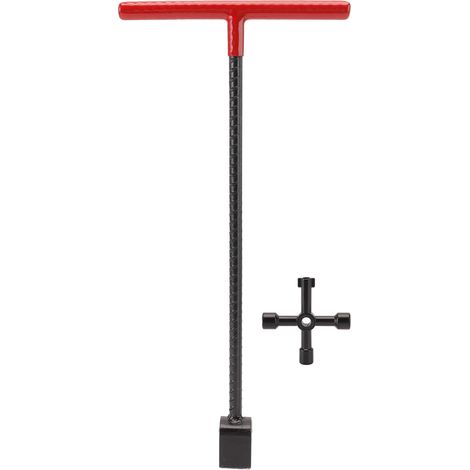 Stahl-wasserzählerschlüssel, Multifunktions-t-griff-schlüssel, 4-wege-werkzeug Für Ventile Und Wasserhähne, Rot