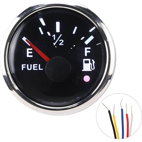 2-zoll-kraftstoffstandanzeige, Intelligenter Alarm, Wasserdicht (ip67), Schiffs- Und Kfz-instrument, Edelstahl 316, 240–33 Ω (us-standard), Schwarz