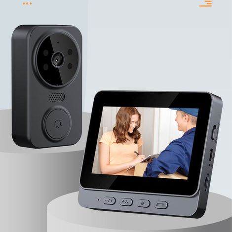 Drahtlose 2,4-ghz-video-türklingel Mit Wlan, Infrarot-nachtsicht, Usb-c-anschluss, Zwei-wege-sprachsteuerung, 1080p-hd-weitwinkelobjektiv Und Integriertem Türklingelmonitor