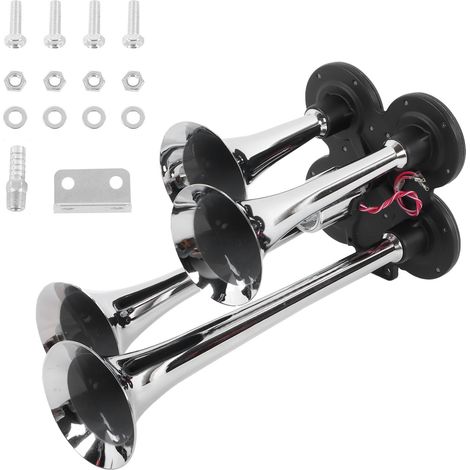 12v/24v 4-trichter-drucklufthorn, Extrem Lauter 150db-ton, Für Züge, Lkws, Pkws, Lieferwagen, Boote