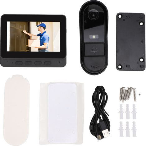 Kabellose Video-türklingel, 1080p-videosystem, Nachtsicht, Gegensprechfunktion, Ip66 Wasserdicht, 170°-weitwinkel, Für Mehr Sicherheit Zu Hause