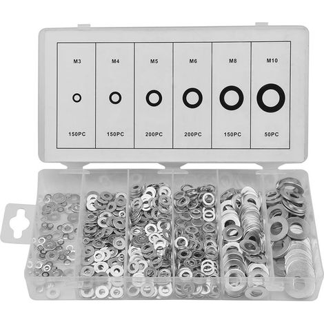 900-teiliges Sortiment An Flachscheiben Aus Stahl, M3-m10 A3, Inklusive Box