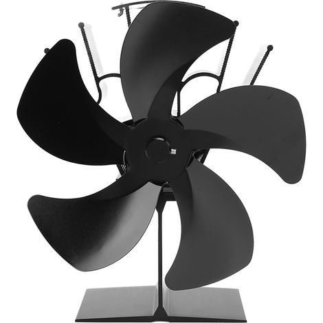 5-blatt-wärmeventilator, Selbsterzeugender Ventilator Für Holzöfen Und Kamine, Schwarz