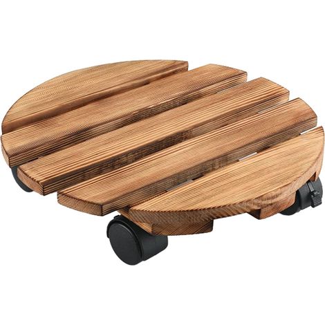 Robuster, Abschließbarer Pflanzenwagen Mit Rollen, Stabiler Pflanzenständer Aus Holz Mit Universalrollen Für Den Innen- Und Außenbereich, Rund