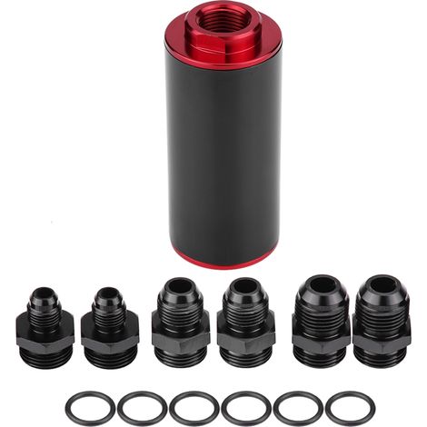 Universeller 100-mikron-an6-aluminium-hochleistungs-inline-kraftstofffilter Für Pkw Und Lkw, Rot