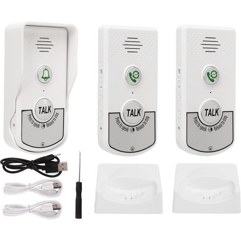 Drahtlose Türsprechanlage, Elektronische Türklingel Mit Außen- Und 2 Innenklingeln, Zwei-wege-türsprechanlage, Barrierereichweite (000 M)