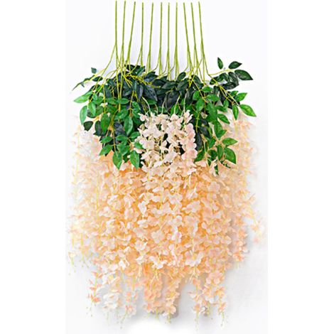 Nachbildung Von 6 Glyzinienblättern, Künstliche Seidenblume, Künstliche Zimmerpflanze, Glyzinien-dekoration Für Zuhause, Champagnerfarbe
