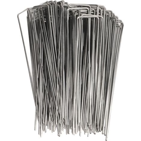 U-förmige Gartenpfähle Aus Verzinktem Stahl, 100 Stück, Befestigungsnägel Für Unkrautvlies Und Rasendekorationen, 3 Mm/0,12 Zoll Rauheit
